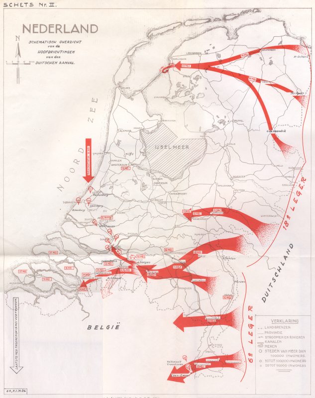 Οι γερμανικοί άξονες εισβολής στην Ολλανδία.